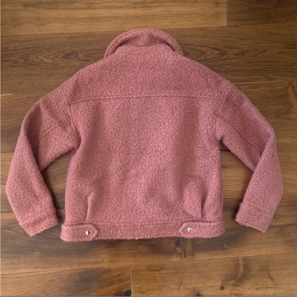 NWT Urban Outfitters Sz Large Teddy Zip-up Coat in Dusty Rose/Blush - Picture 7 of 7